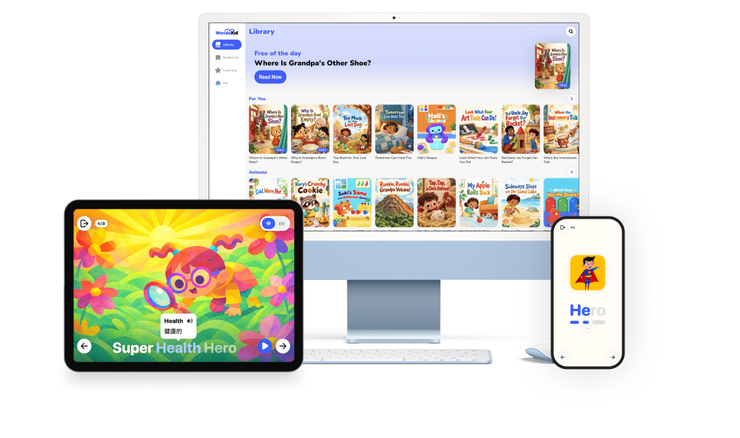 WondaKid across desktop, tablet, and phone